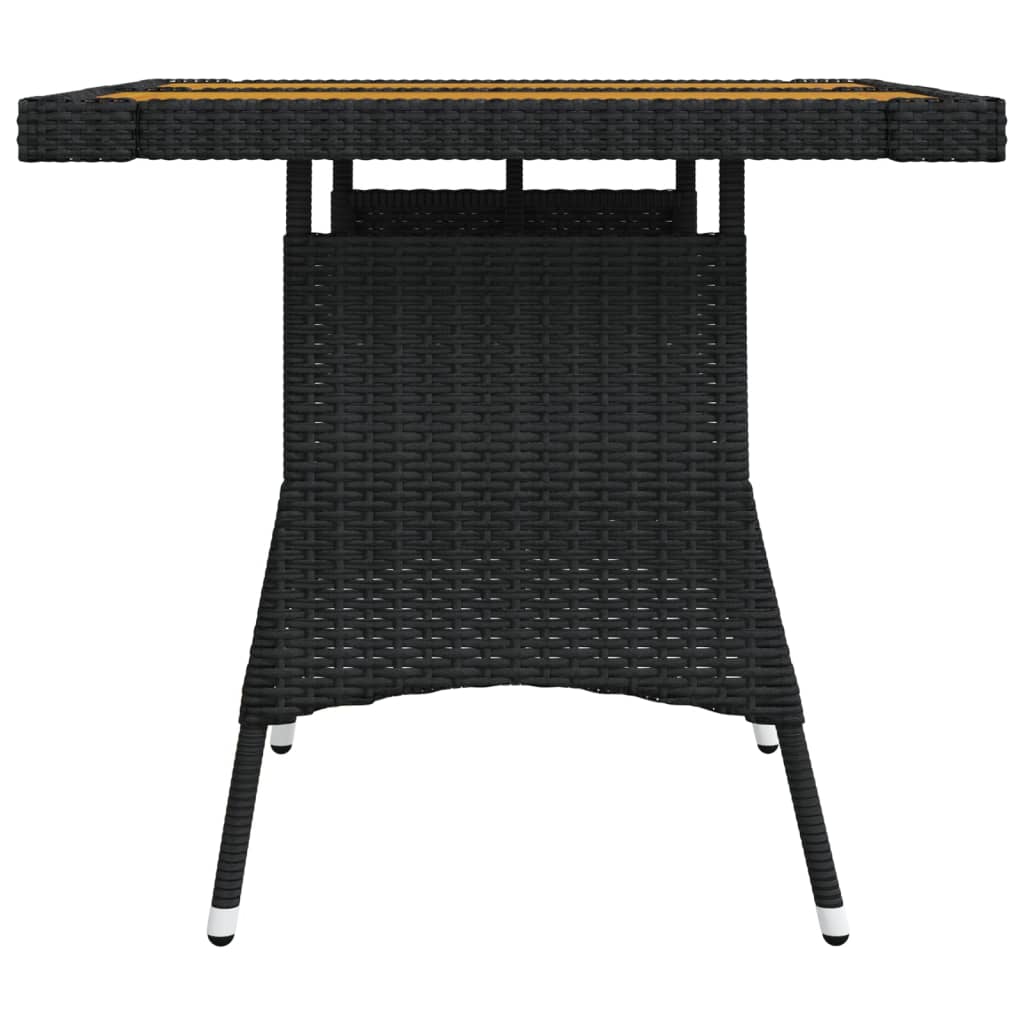 Tuintafel 130x70x72 cm poly rattan en massief acaciahout