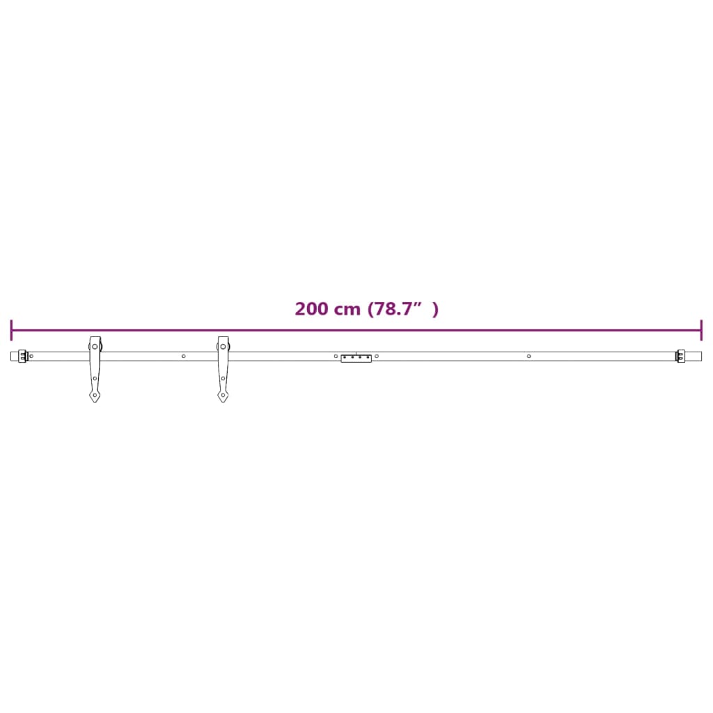 Ophangset voor minischuifdeur 200 cm koolstofstaal