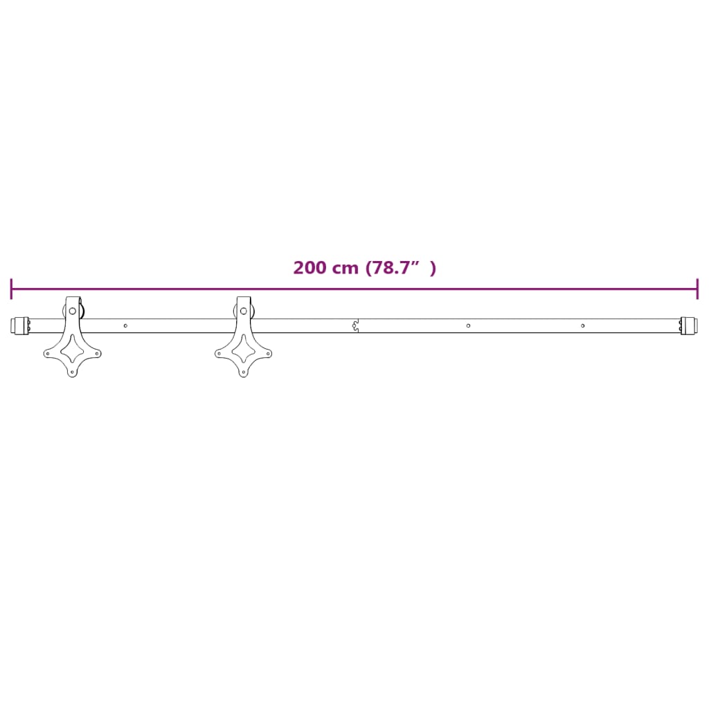 Hardwaresets voor schuifdeuren 2 st 200 cm staal zwart