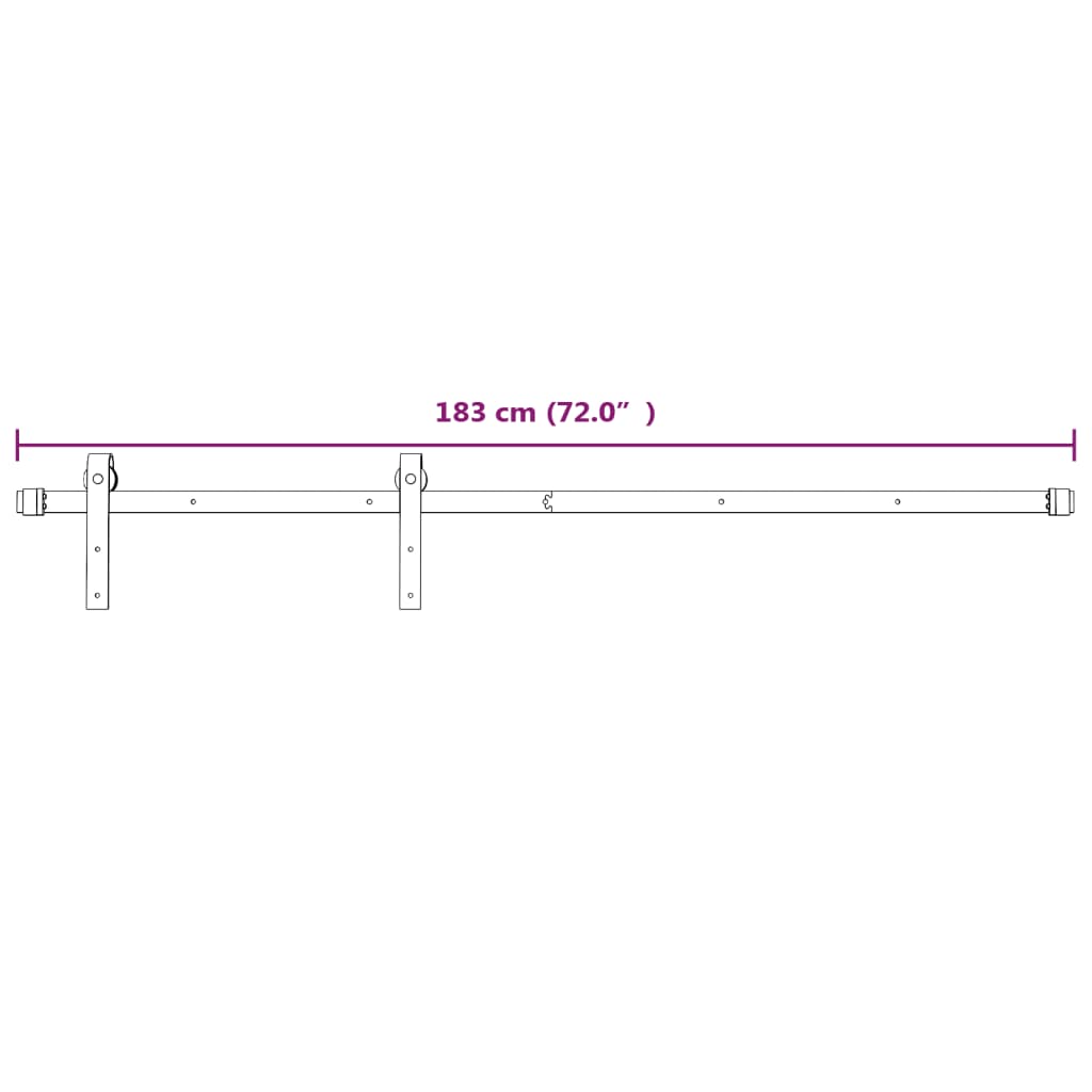 Beslagset voor schuifdeur 183 cm staal