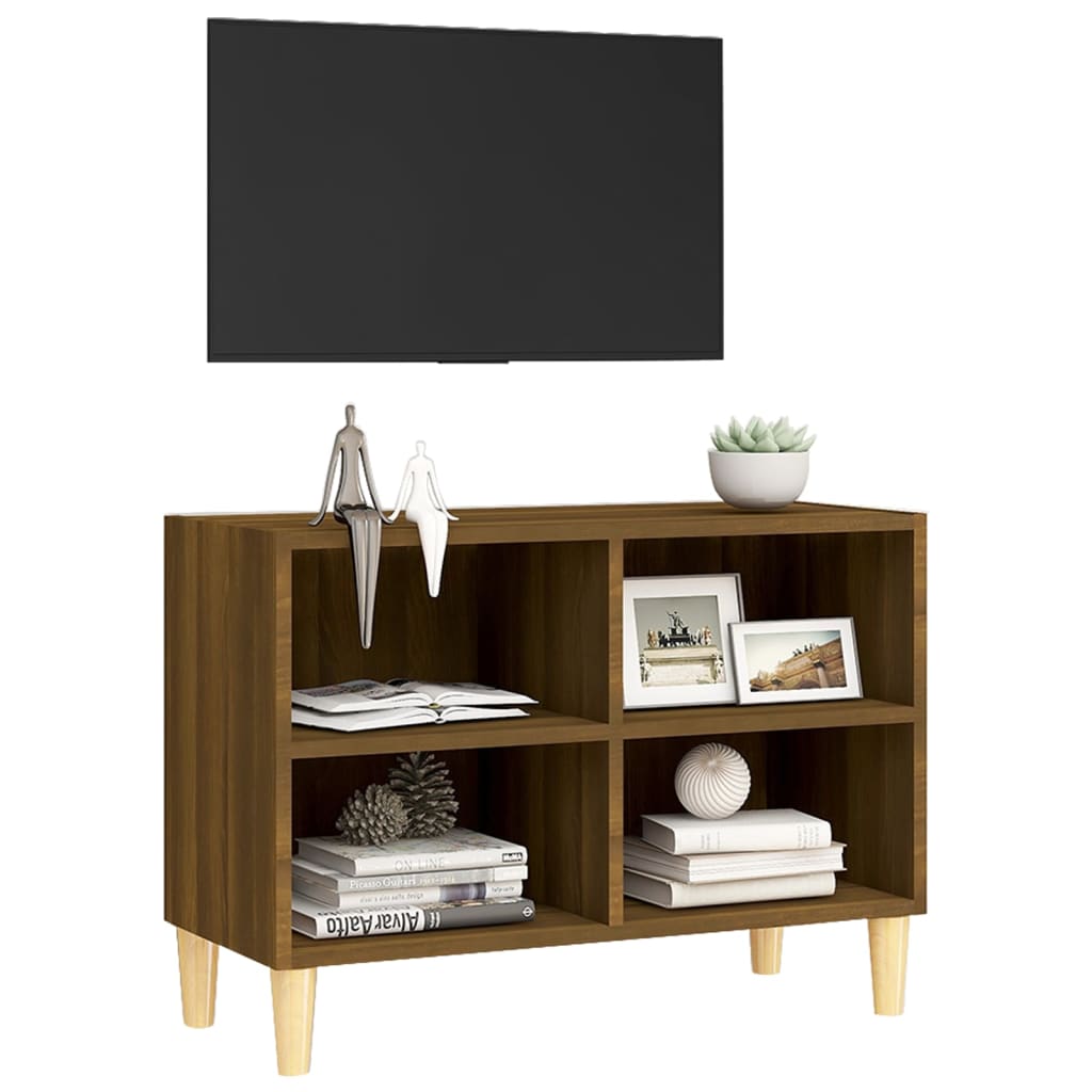 Tv-meubel met houten poten 69,5x30x50 cm sonoma eikenkleurig