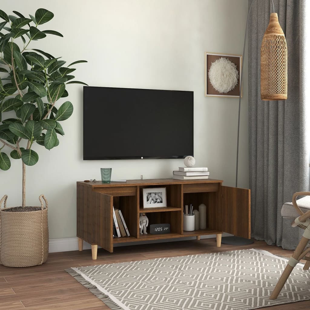 Tv-meubel met houten poten 103,5x35x50 cm eikenkleurig