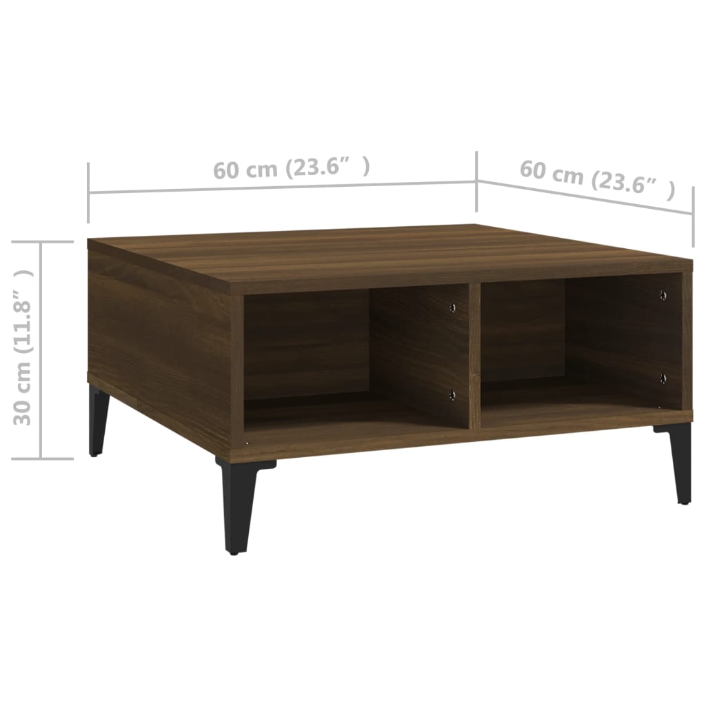 Salontafel 60x60x30 cm bewerkt hout eikenkleurig