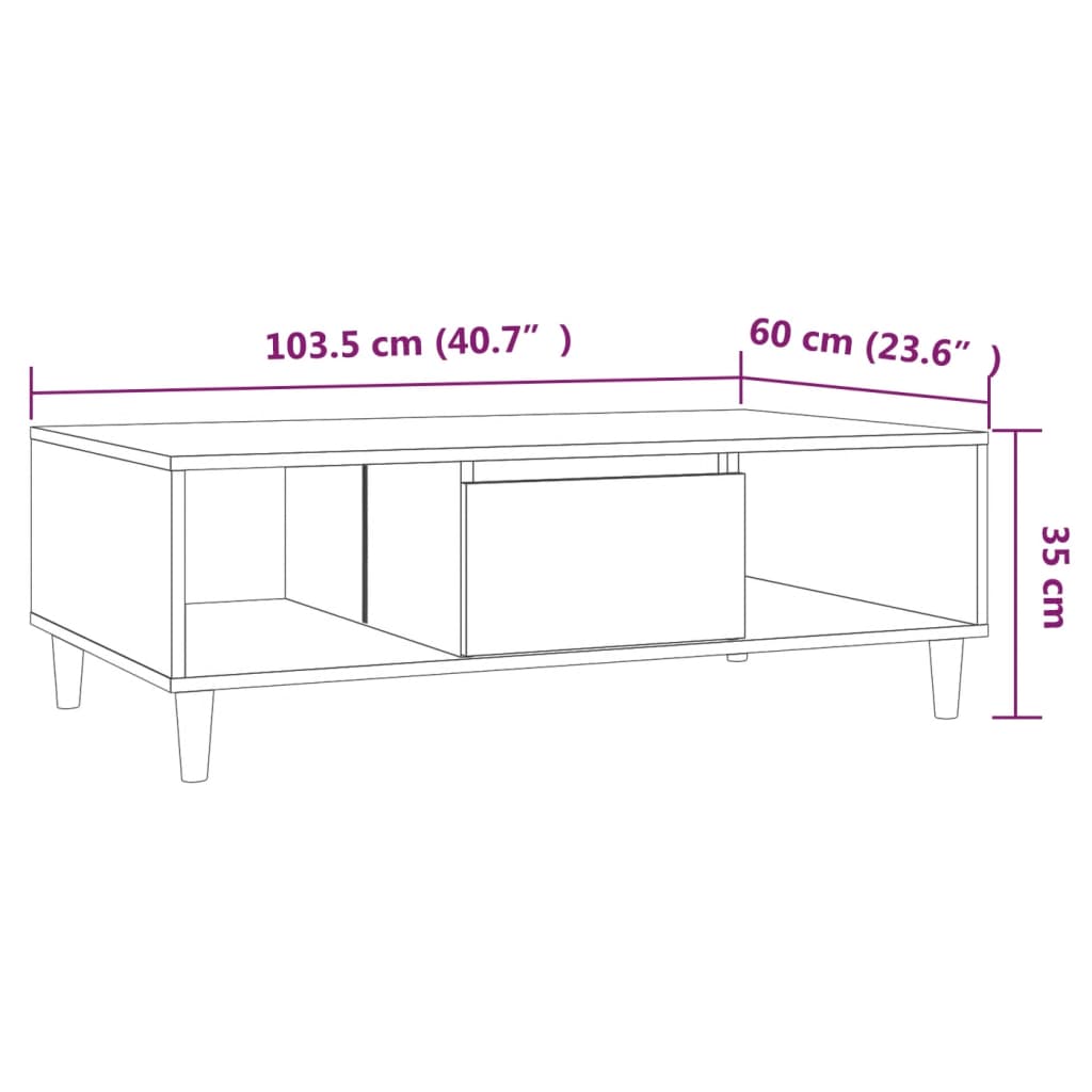 Salontafel 103,5x60x35 cm bewerkt hout