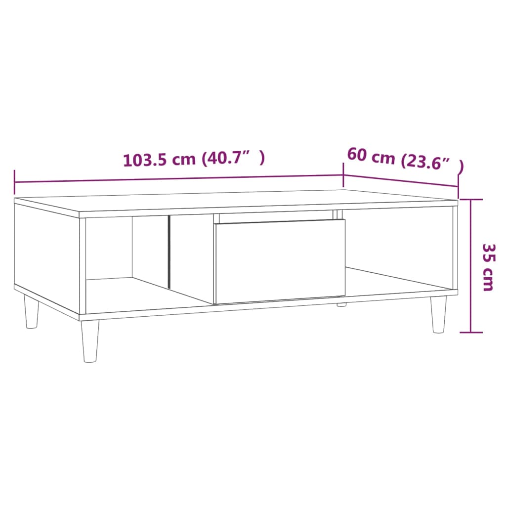 Salontafel 103,5x60x35 cm bewerkt hout