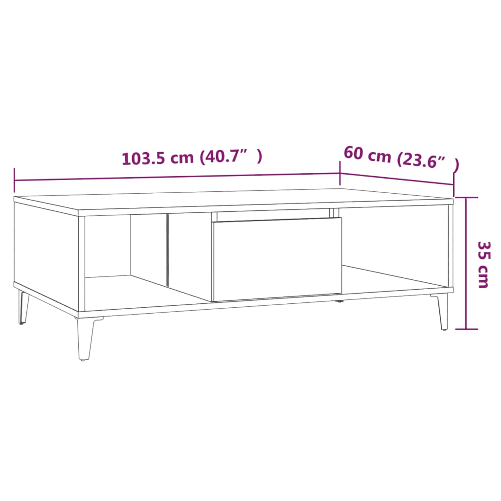 Salontafel 103,5x60x35 cm bewerkt hout