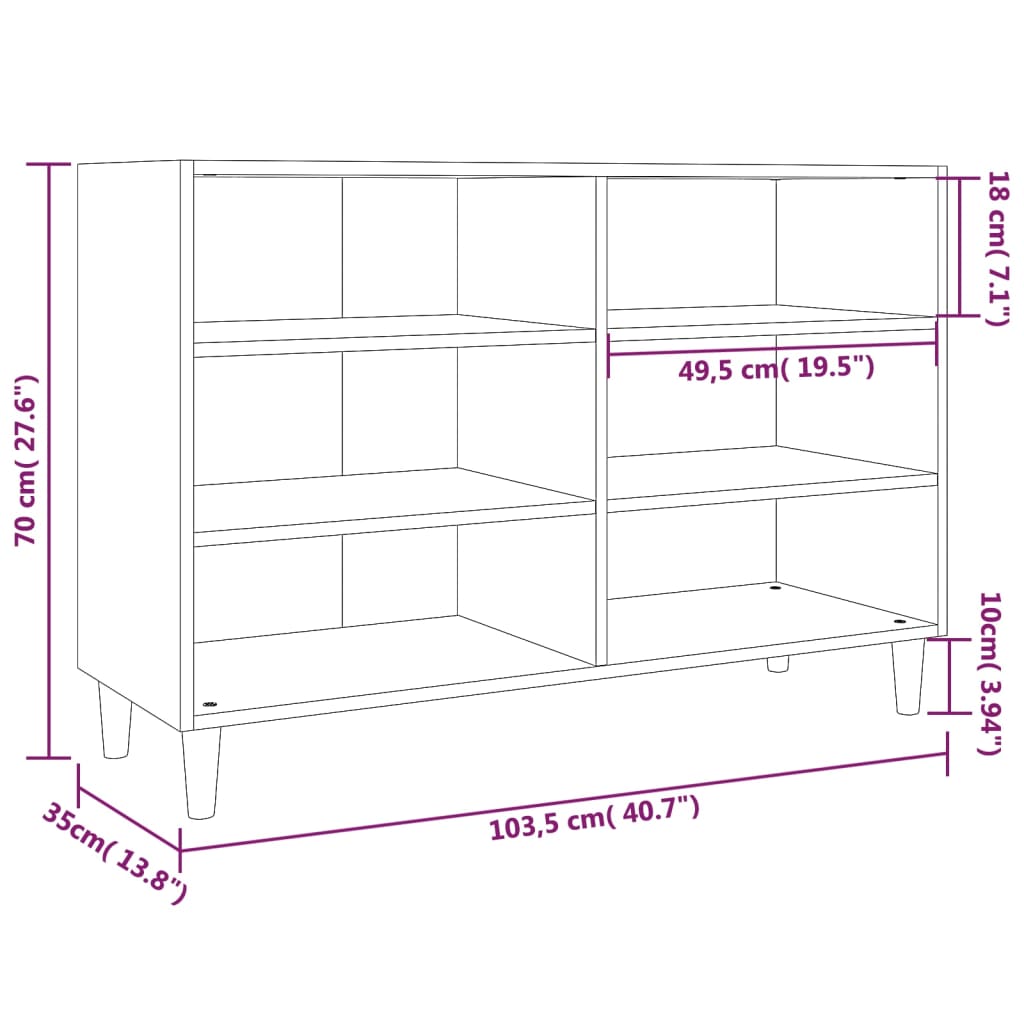 Dressoir 103,5x35x70 cm bewerkt hout