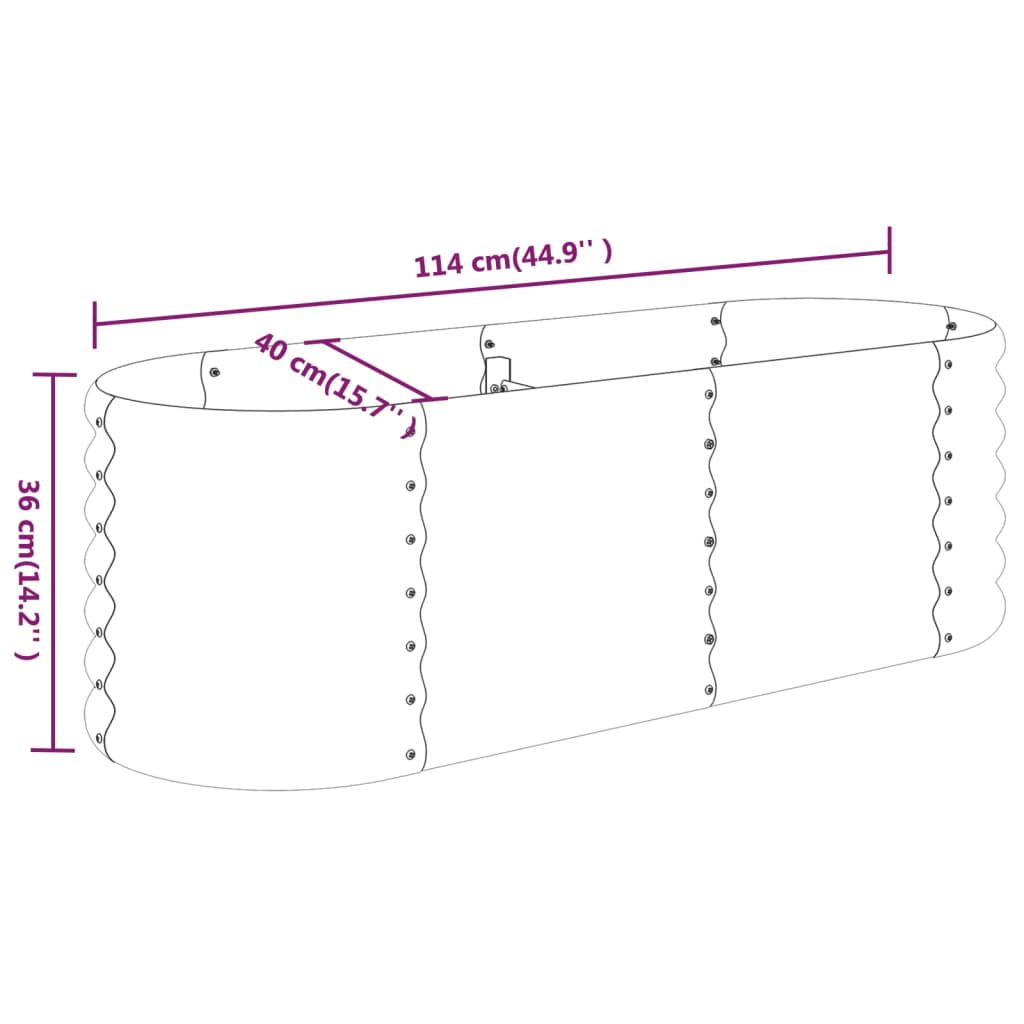 Plantenbak 114x40x68 cm gepoedercoat staal