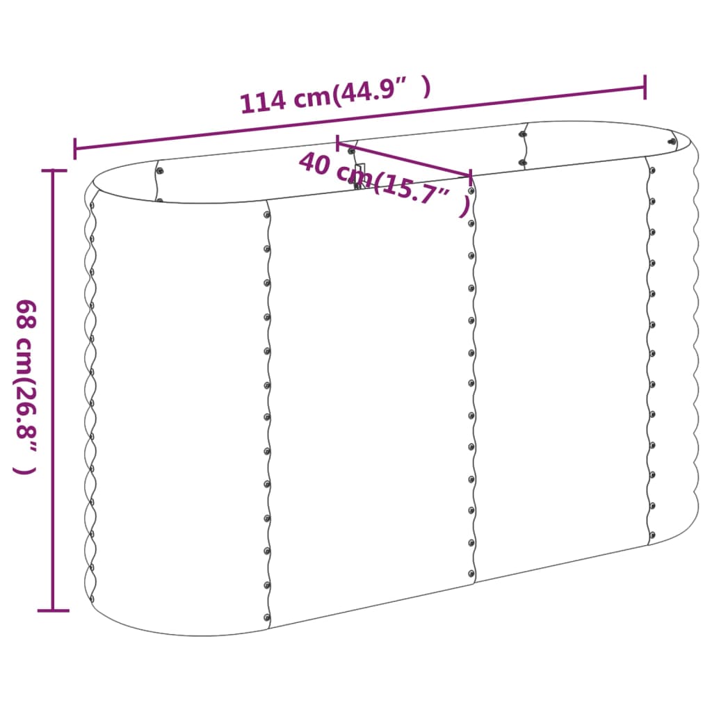 Plantenbak 114x40x68 cm gepoedercoat staal