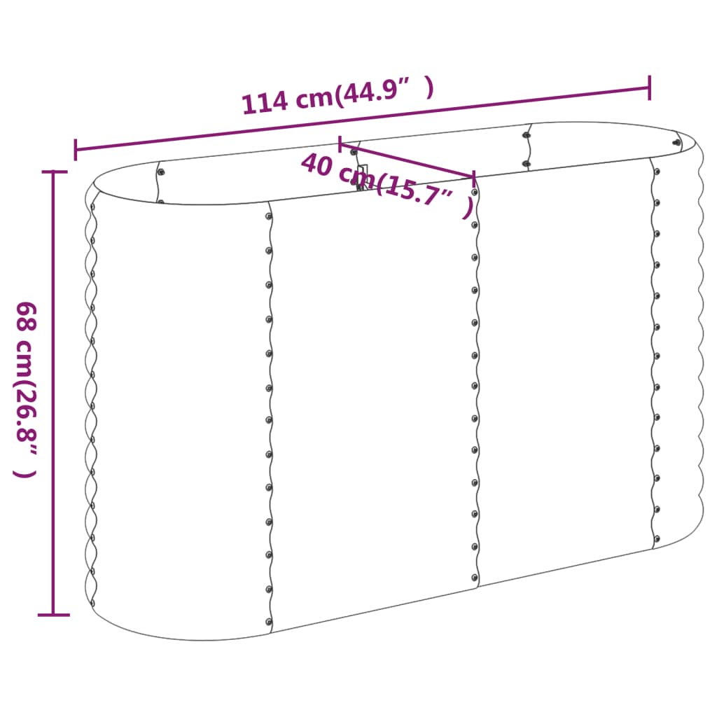 Plantenbak 114x40x68 cm gepoedercoat staal