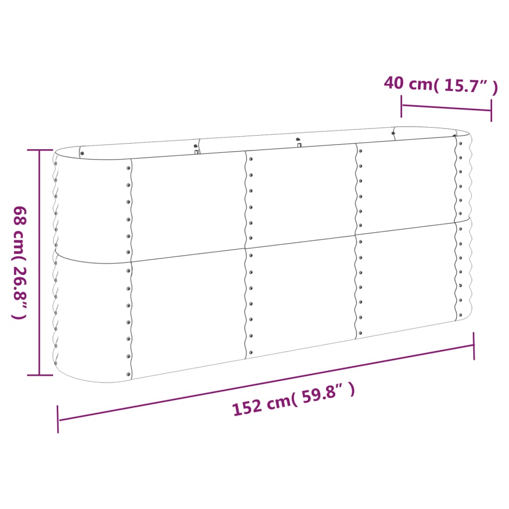 Plantenbak 114x40x68 cm gepoedercoat staal