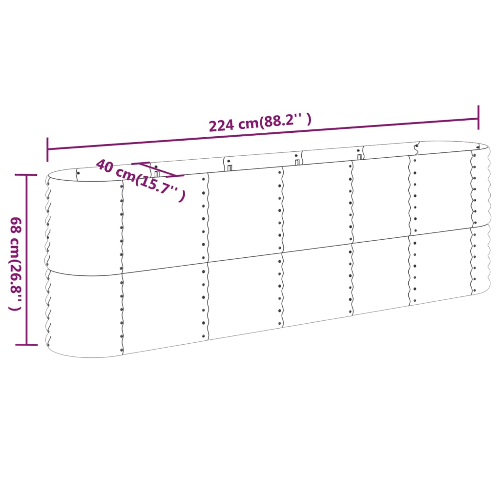 Plantenbak 114x40x68 cm gepoedercoat staal