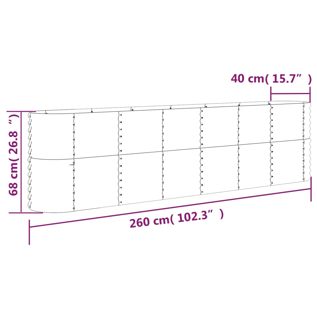 Plantenbak 114x40x68 cm gepoedercoat staal