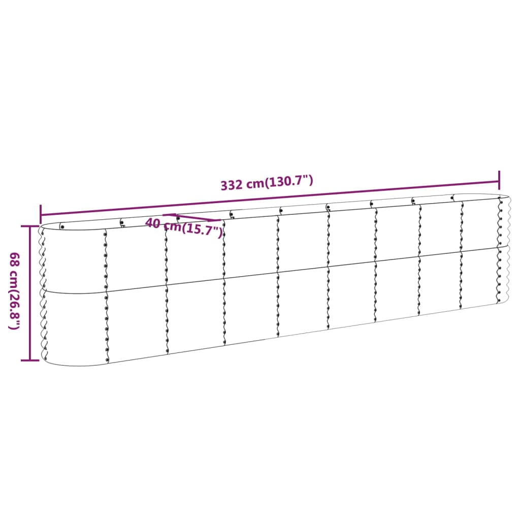 Plantenbak 114x40x68 cm gepoedercoat staal