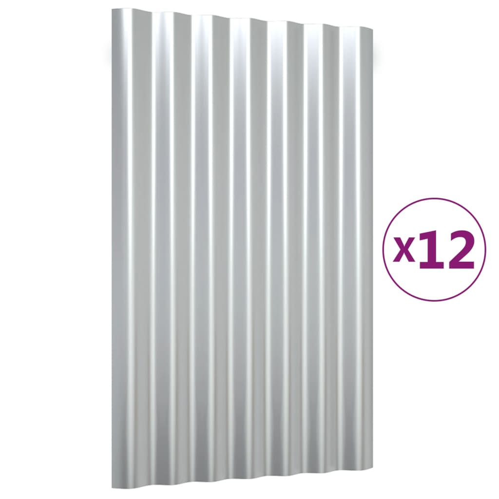 Dakpanelen 36 st 60x36 cm gepoedercoat staal zilverkleurig