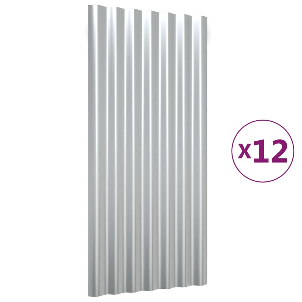 Dakpanelen 36 st 60x36 cm gepoedercoat staal zilverkleurig