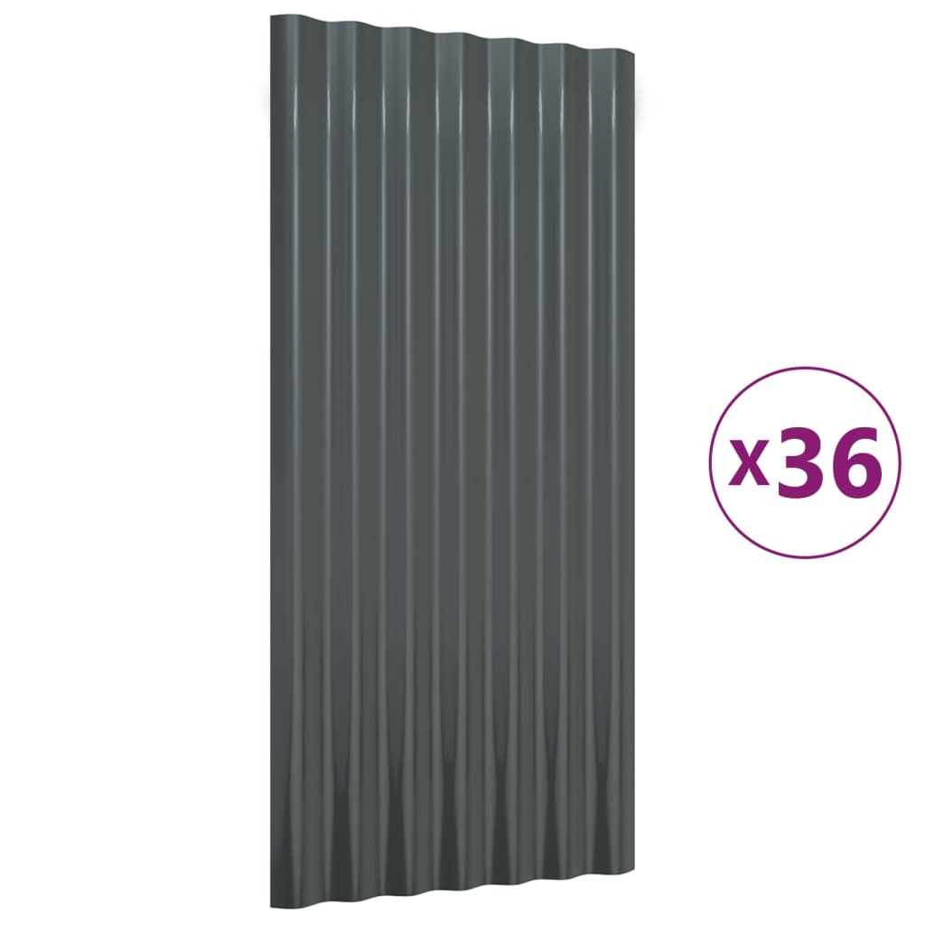 Dakpanelen 36 st 60x36 cm gepoedercoat staal zilverkleurig