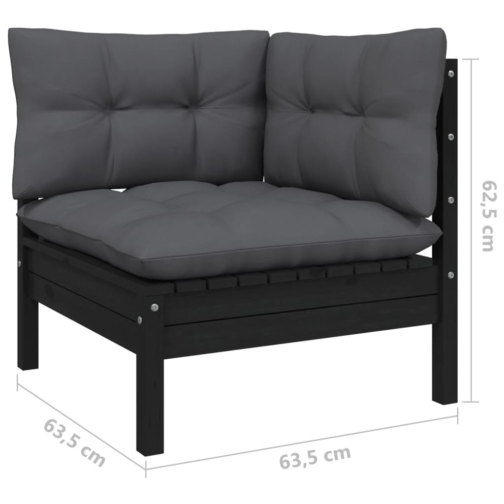 10-delige Loungeset met kussens massief grenenhout wit