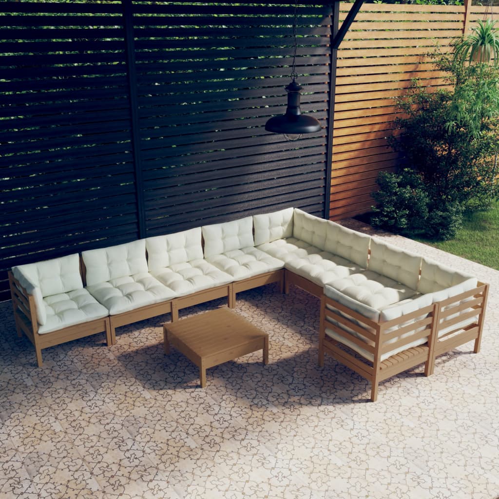 10-delige Loungeset met kussens grenenhout