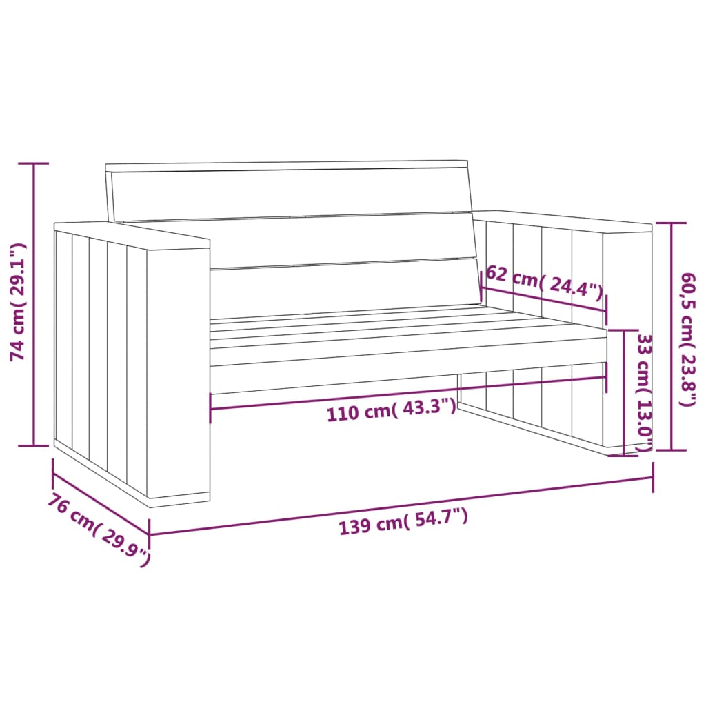 Tuinbank 179 cm geïmpregneerd grenenhout