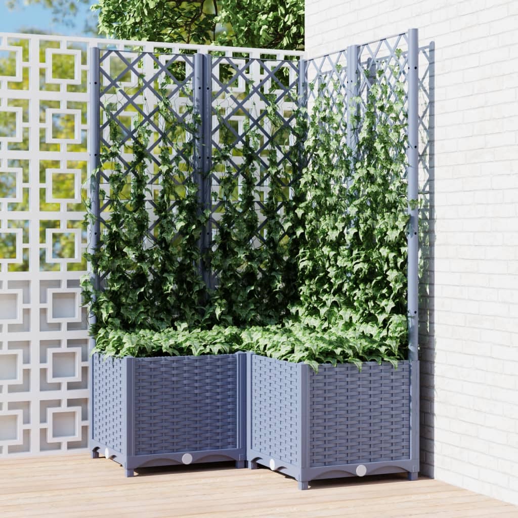 Plantenbak met latwerk 40x40x121,5 cm polypropeen