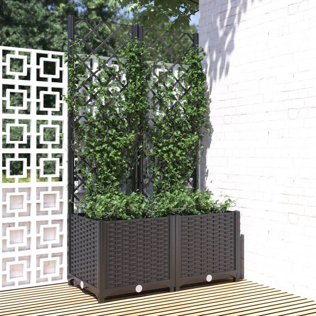 Plantenbak met latwerk 40x40x121,5 cm polypropeen