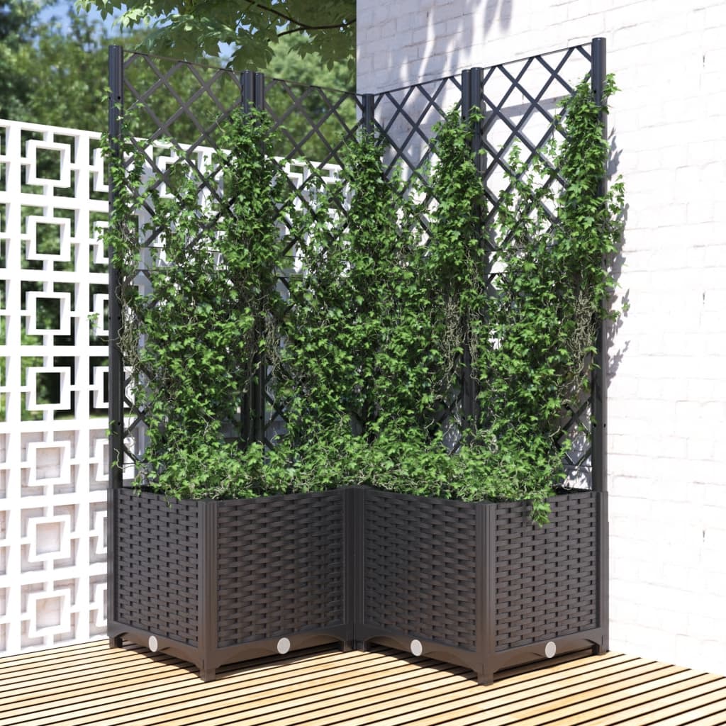 Plantenbak met latwerk 40x40x121,5 cm polypropeen