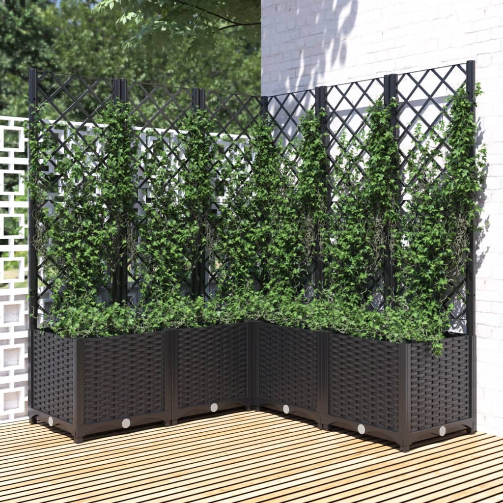 Plantenbak met latwerk 40x40x121,5 cm polypropeen