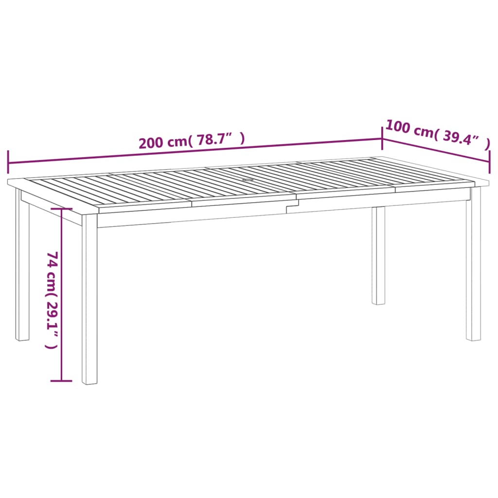 Tuintafel 200x100x74 cm massief acaciahout