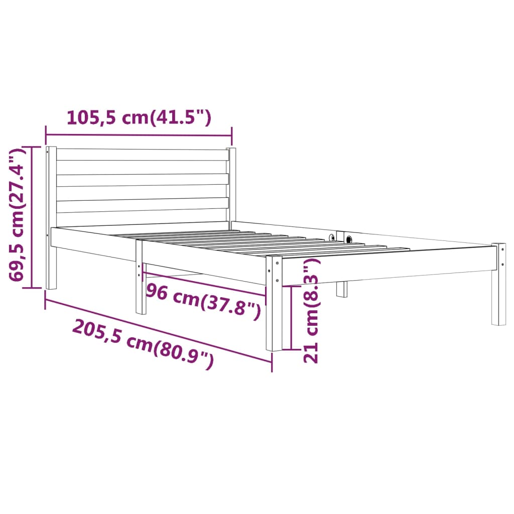 Bedframe massief grenenhout 200x200 cm