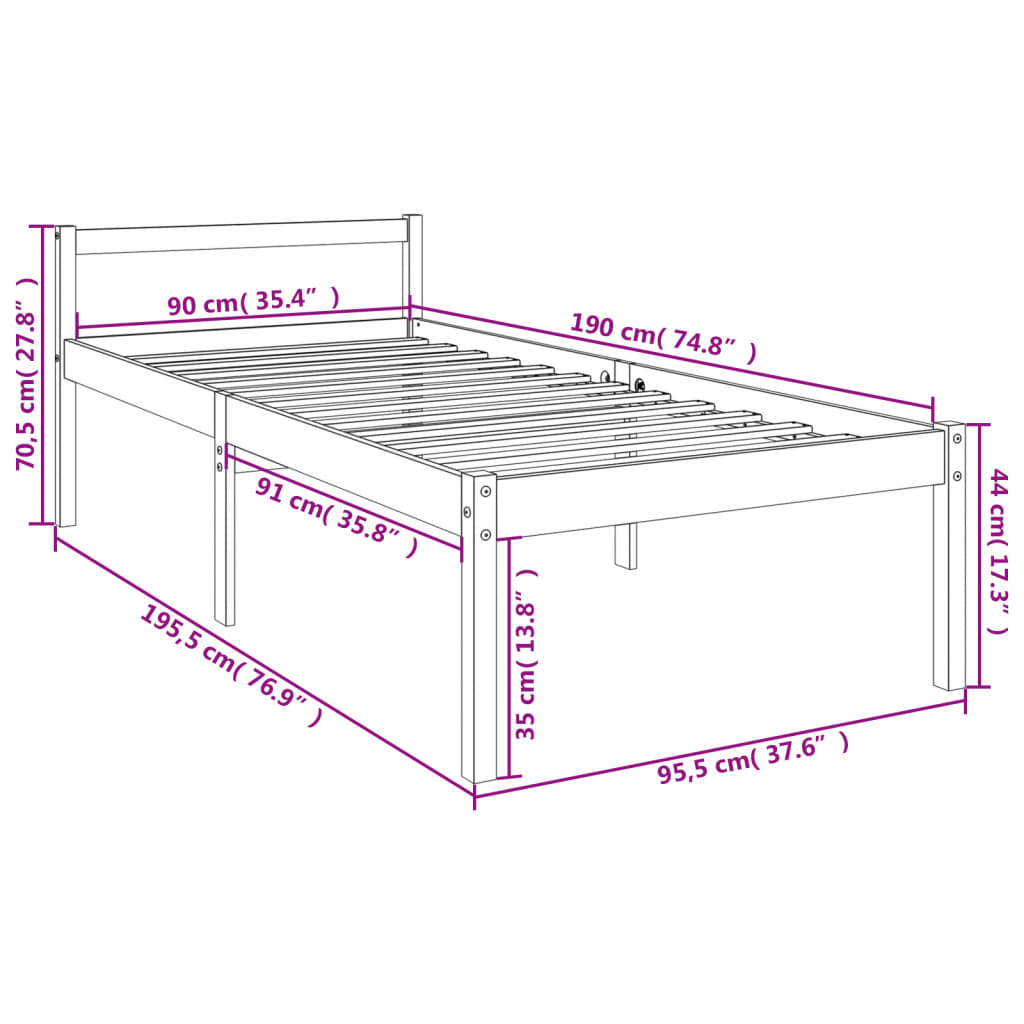 Seniorenbed massief grenenhout 150x200 cm