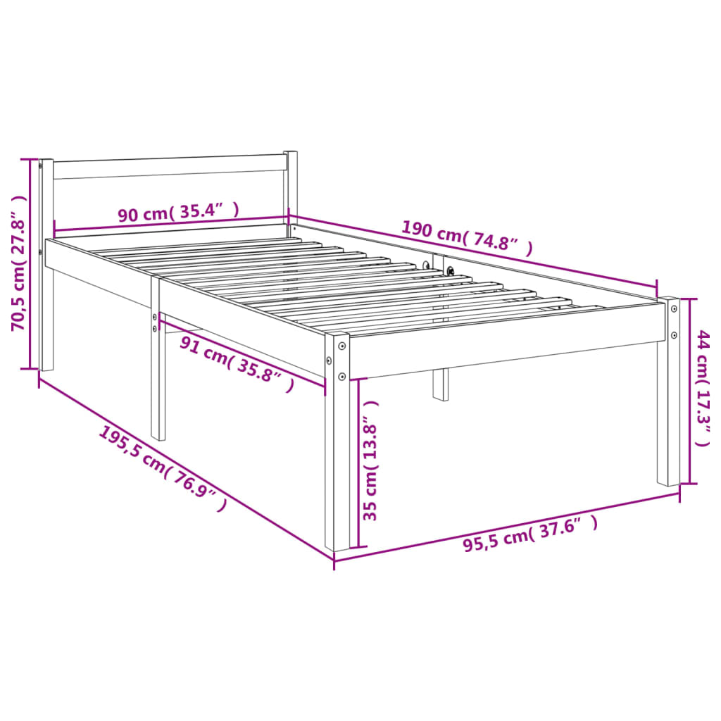 Seniorenbed massief grenenhout 180x200 cm