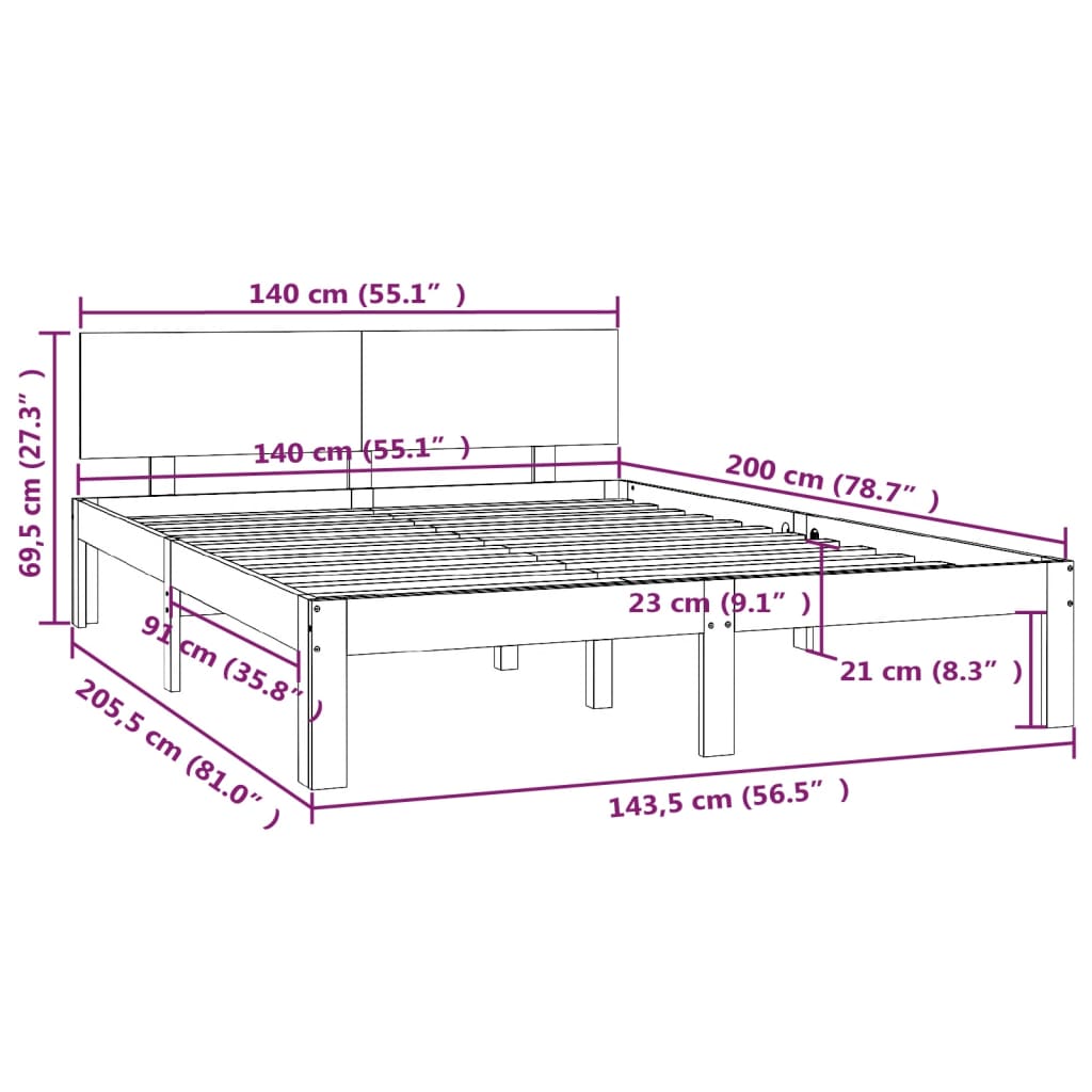 Bedframe massief grenenhout 120x200 cm