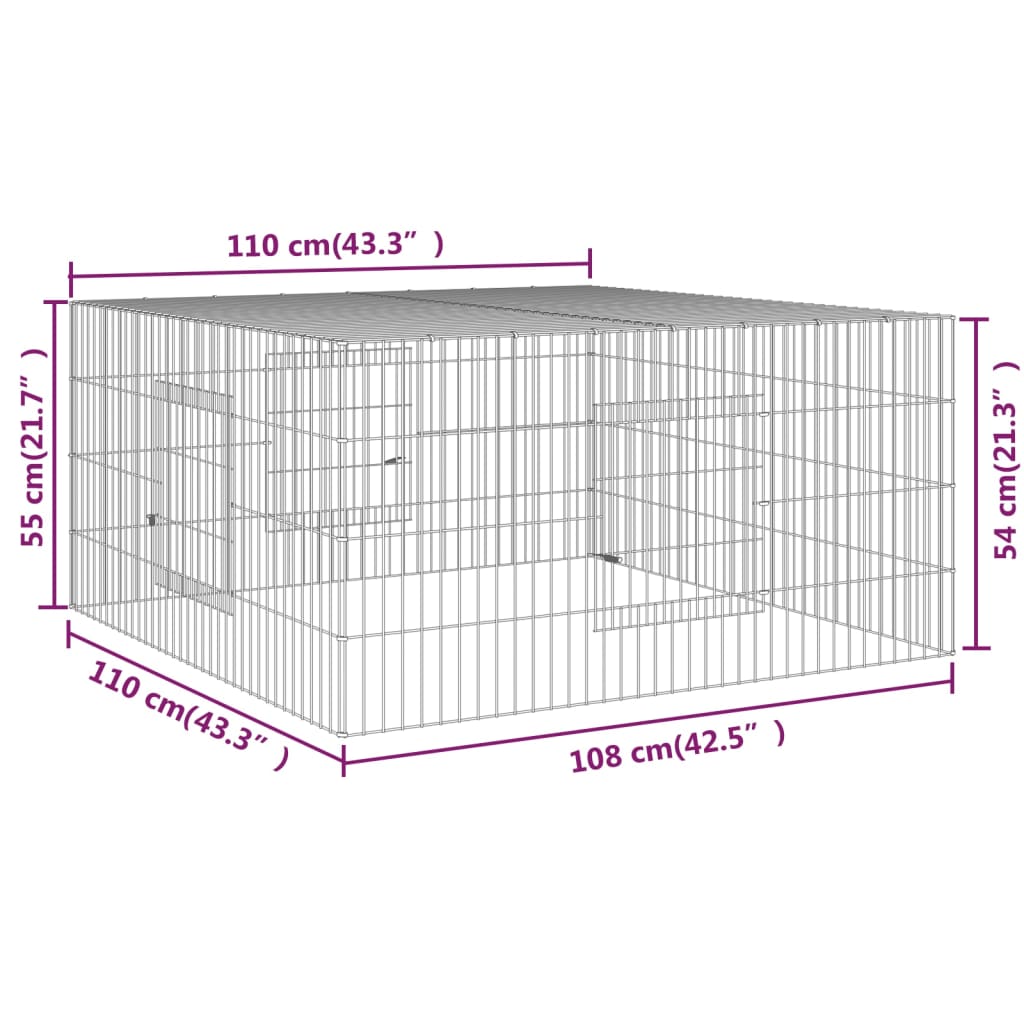 Konijnenkooi met 4 panelen 433x109x54 cm gegalvaniseerd ijzer