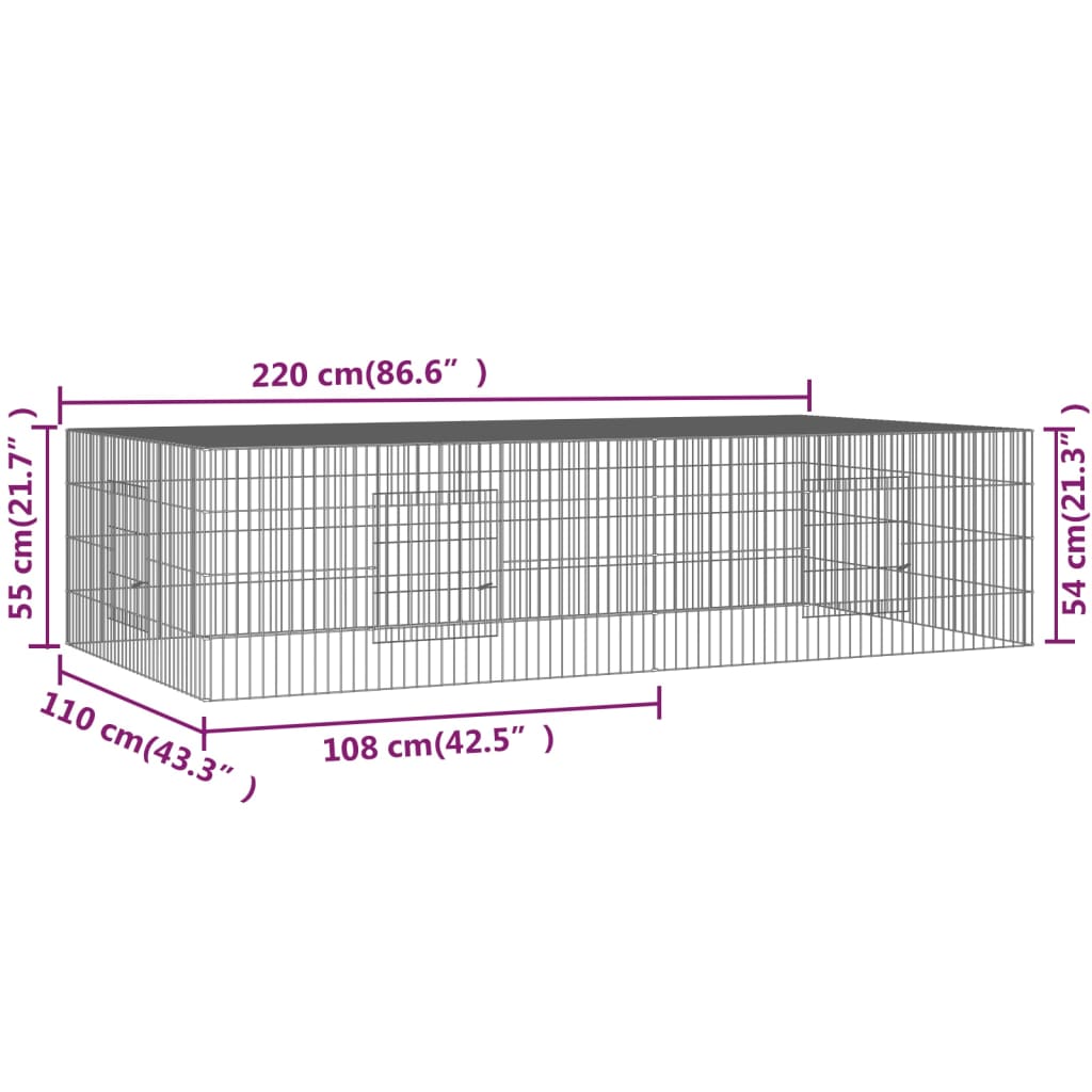 Konijnenkooi met 4 panelen 433x109x54 cm gegalvaniseerd ijzer