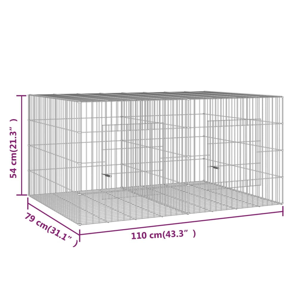 Konijnenkooi met 3 panelen 163x79x54 cm gegalvaniseerd ijzer