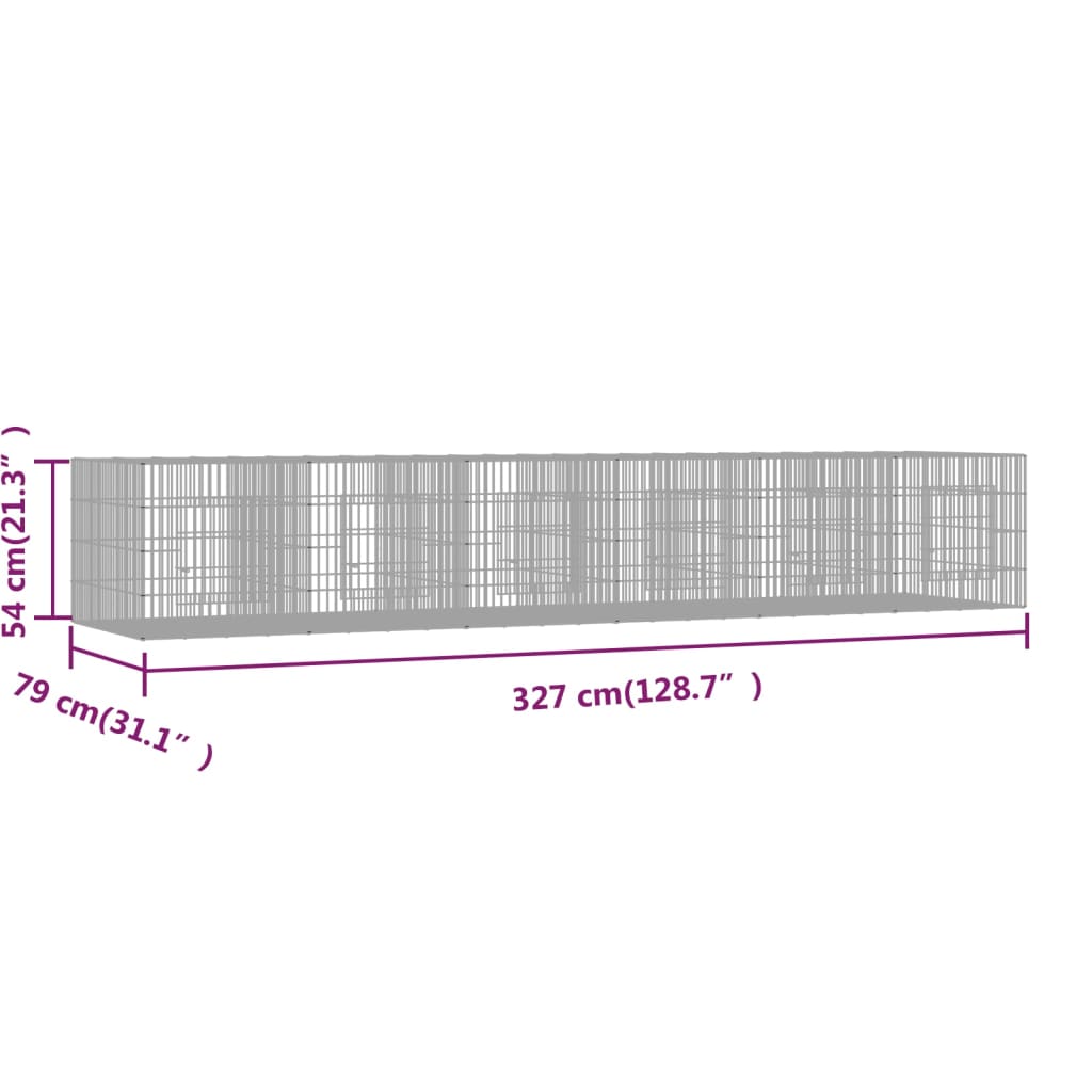 Konijnenkooi met 3 panelen 163x79x54 cm gegalvaniseerd ijzer