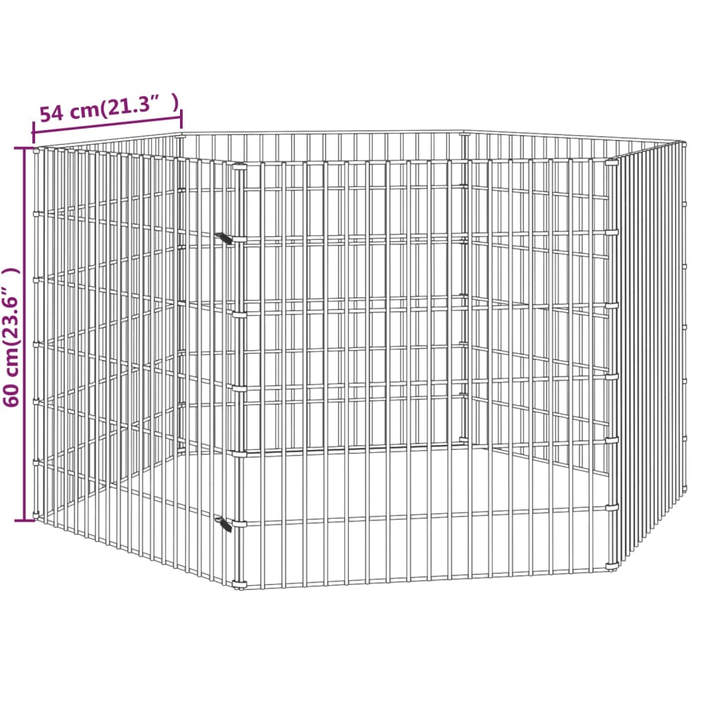 Dierenverblijf 8 panelen 54x60 cm gegalvaniseerd ijzer