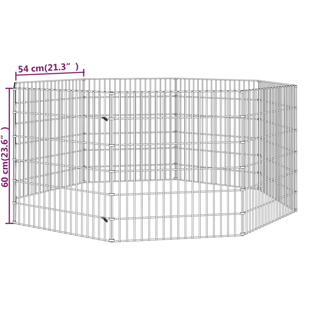 Dierenverblijf 8 panelen 54x60 cm gegalvaniseerd ijzer