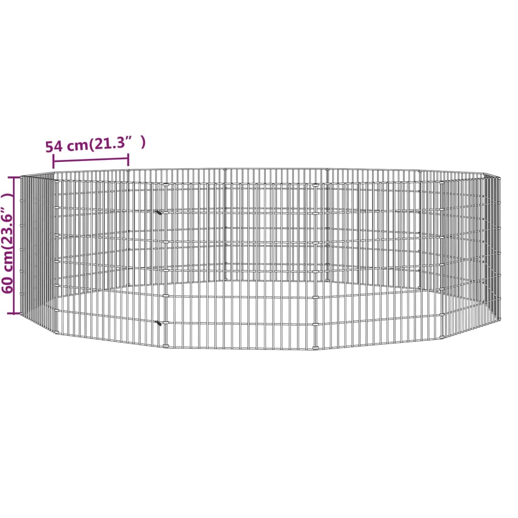 Dierenverblijf 8 panelen 54x60 cm gegalvaniseerd ijzer