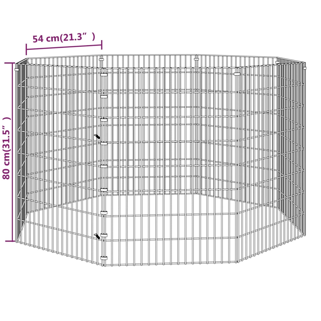 Dierenverblijf 6 panelen 54x80 cm gegalvaniseerd ijzer