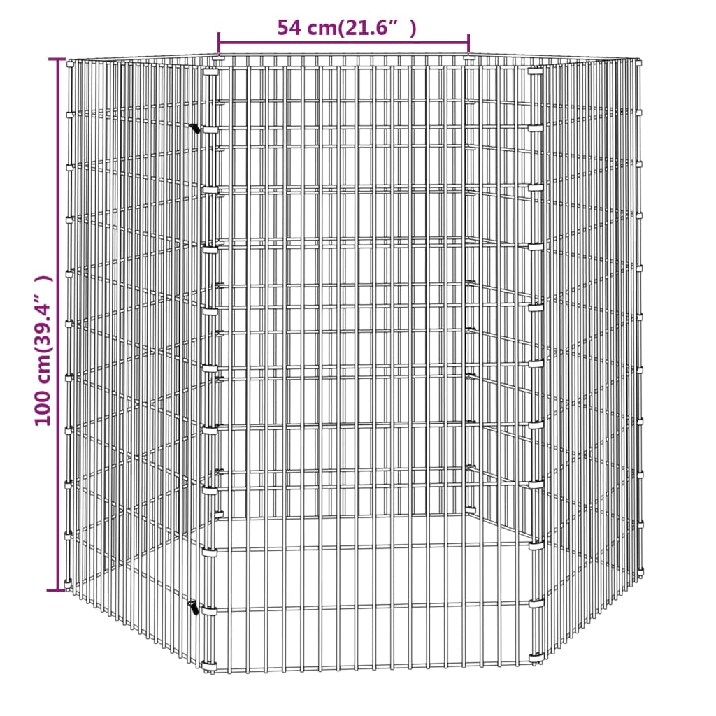 Dierenverblijf 8 panelen 54x60 cm gegalvaniseerd ijzer