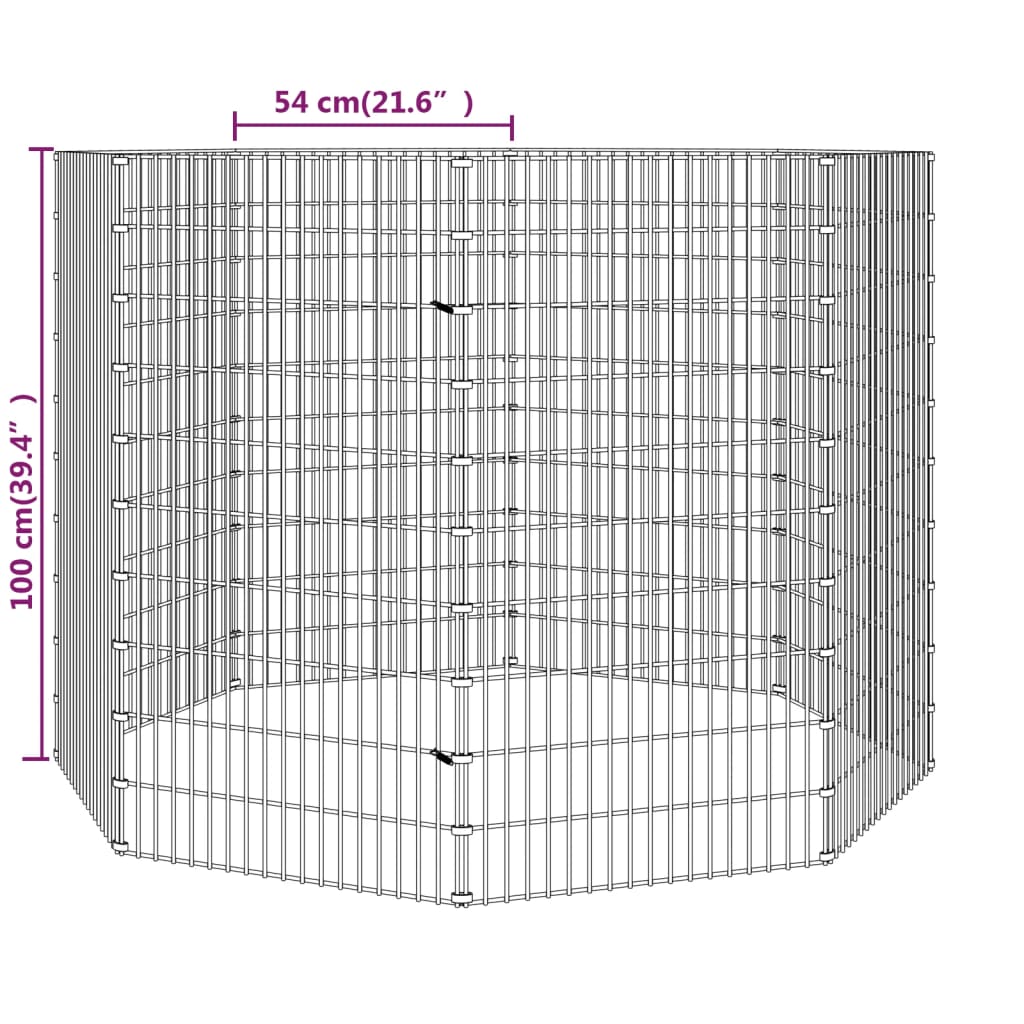 Dierenverblijf 8 panelen 54x60 cm gegalvaniseerd ijzer