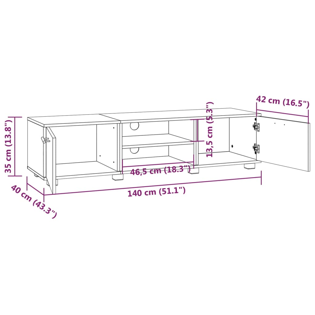 Tv-meubel 110x40x35 cm bewerkt hout eikenkleurig