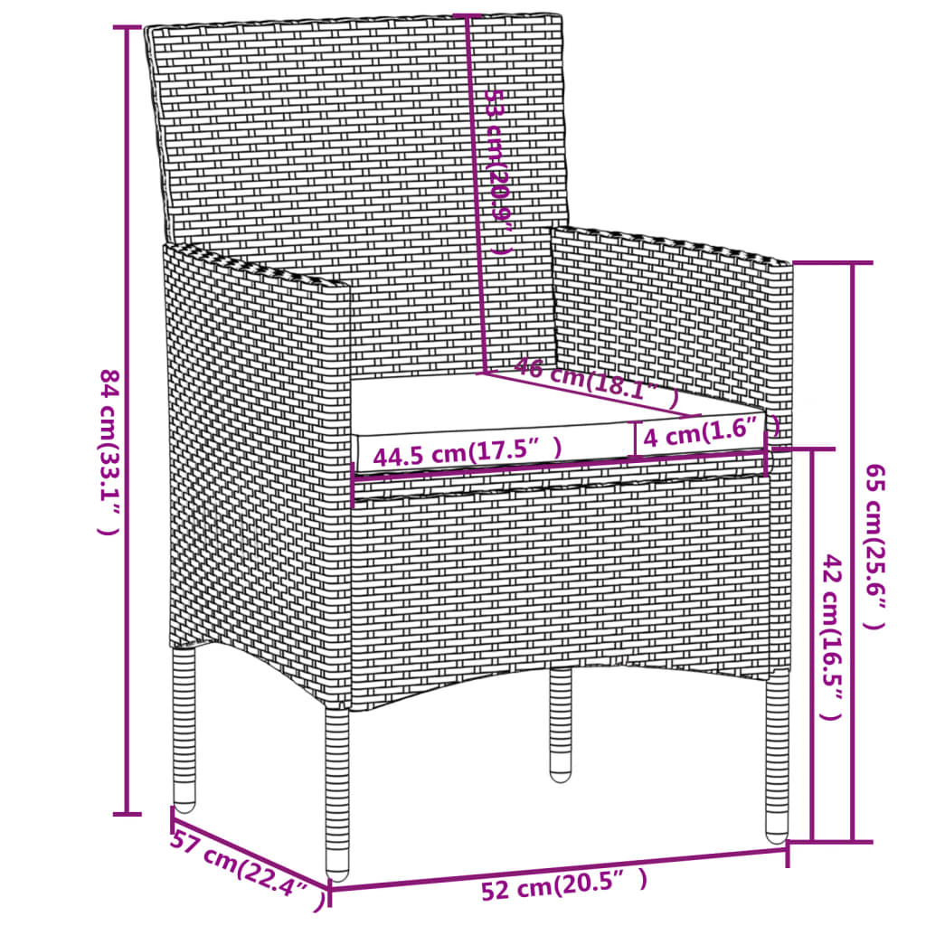 3-delige Tuinset poly rattan