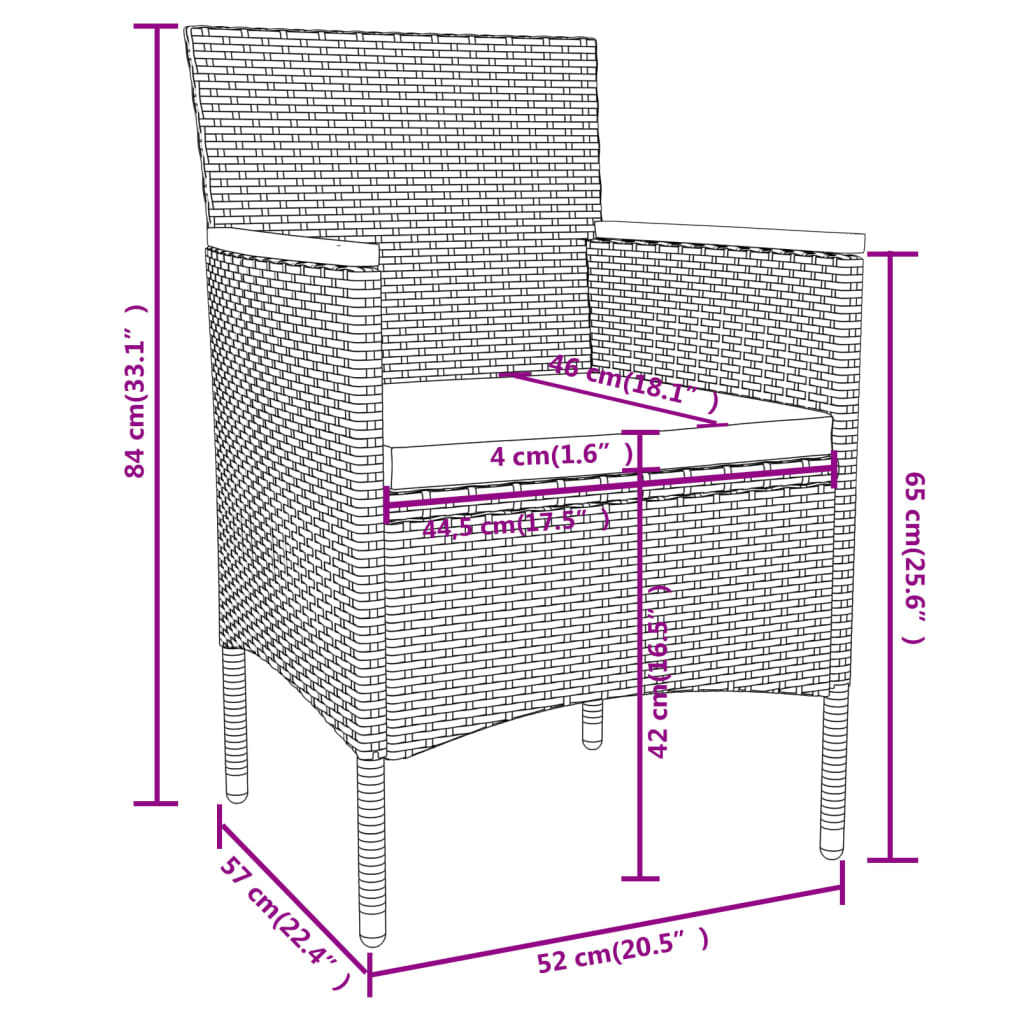 3-delige Tuinset poly rattan