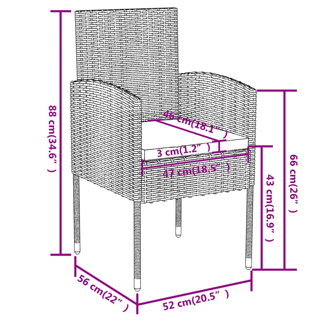 3-delige Tuinset poly rattan