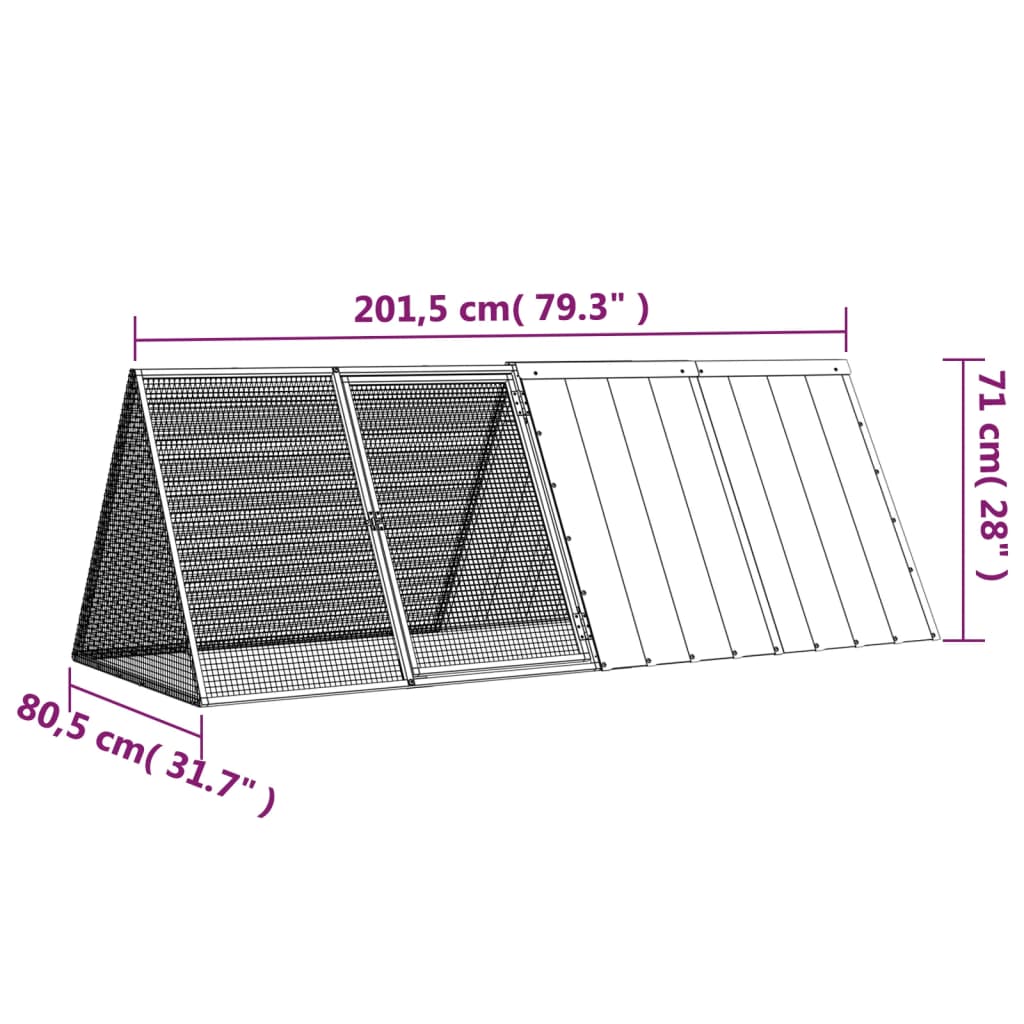 Konijnenhok 504,5x80,5x71 cm gegalvaniseerd staal antraciet