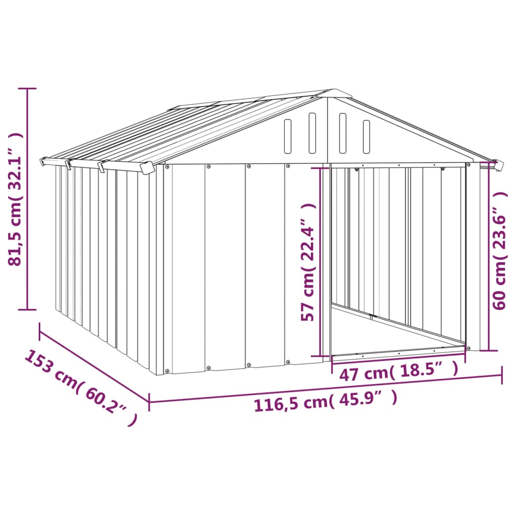 Hondenhok 116,5x153x81,5 cm gegalvaniseerd staal