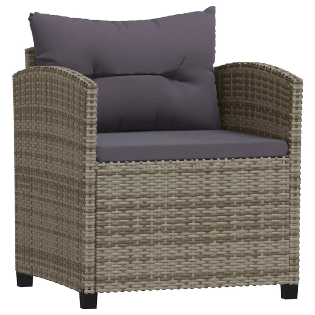 6-delige Loungeset met kussens poly rattan grijs